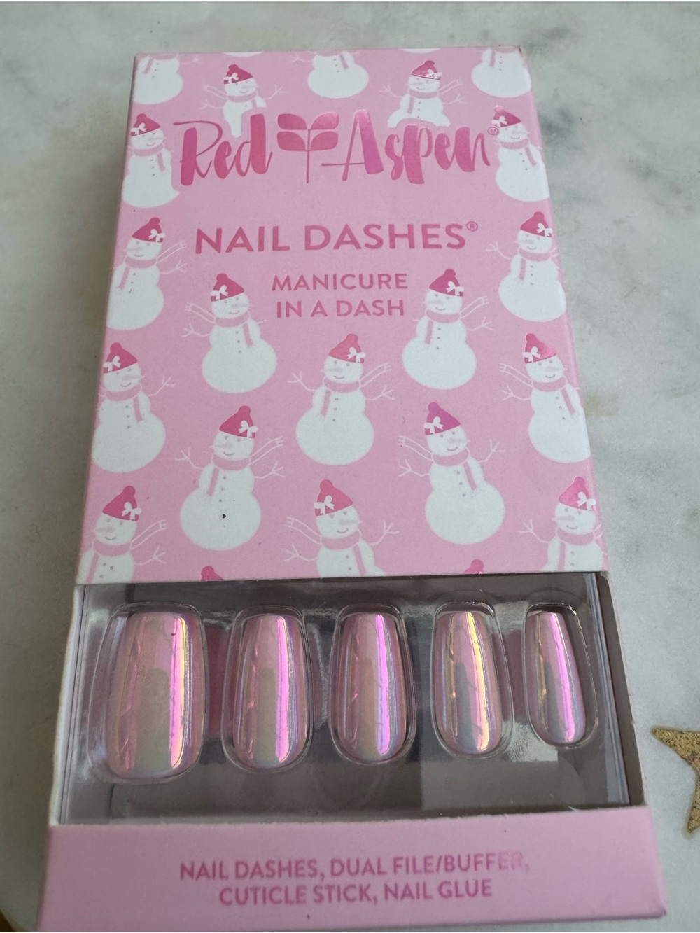 Red Aspen Pink Iridescent Nail Dashes - Manicure In A Dash